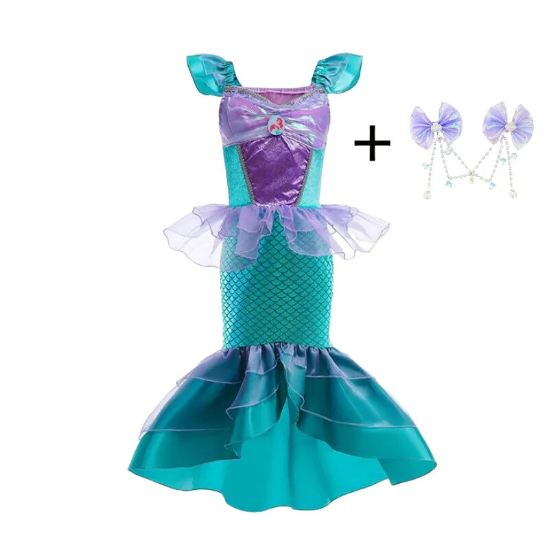 Хелоуин русалка нова рождена рокля за момиче принцеса рокля с пайети детски моден костюм за танцово представление