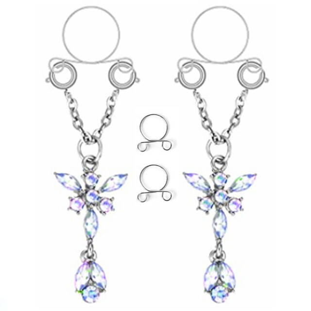 Rūpnīcas tiešās pārdošanas viltus krūtsgala gredzens ar pušķi, regulējams krūtsgala pīrsings, ķermeņa rotaslietas