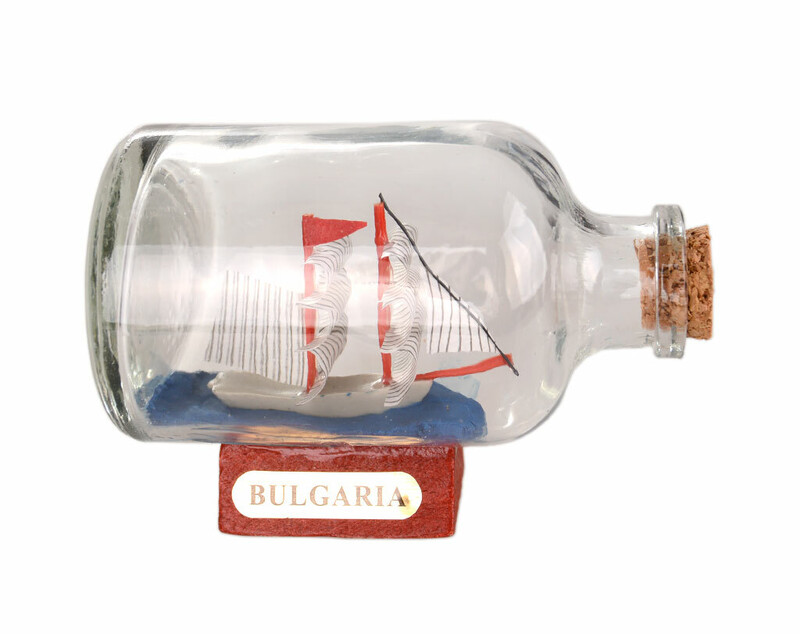 Кораб в бутилка, Стъклен, 5х7см