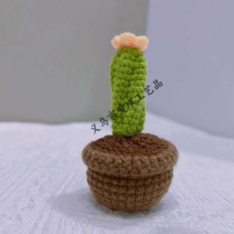 Crin din vale tricotat manual din fire, ghiveci mic pentru mașină, decor, simulare, decor creativ pentru casă, birou, flori uscate