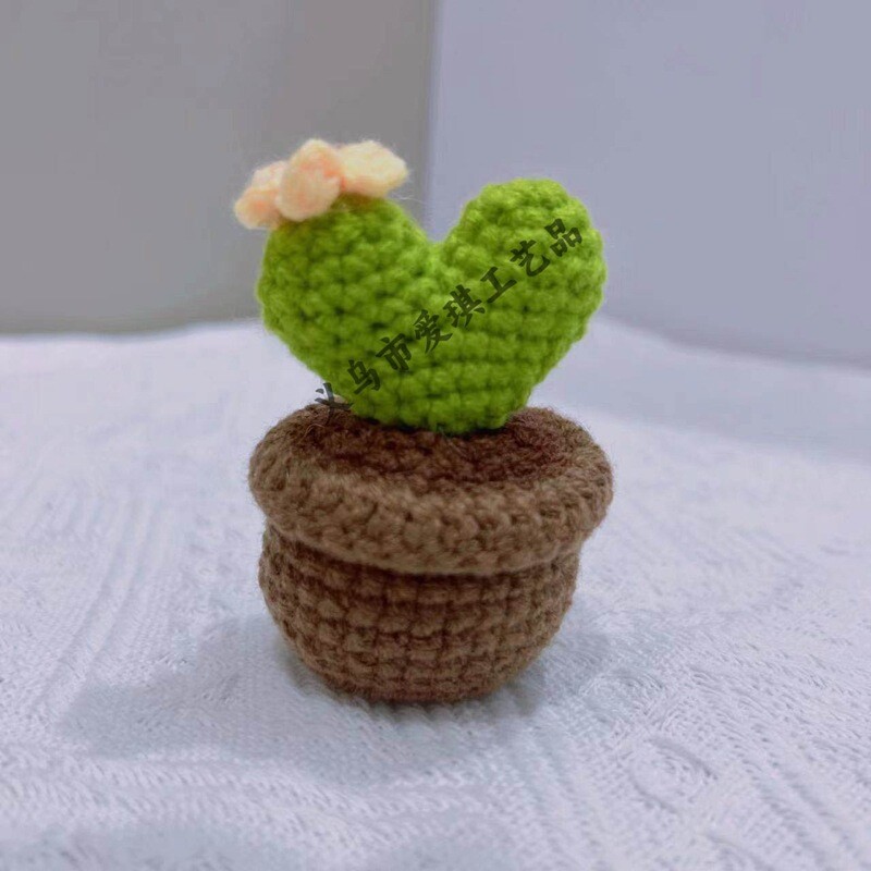 Crin din vale tricotat manual din fire, ghiveci mic pentru mașină, decor, simulare, decor creativ pentru casă, birou, flori uscate