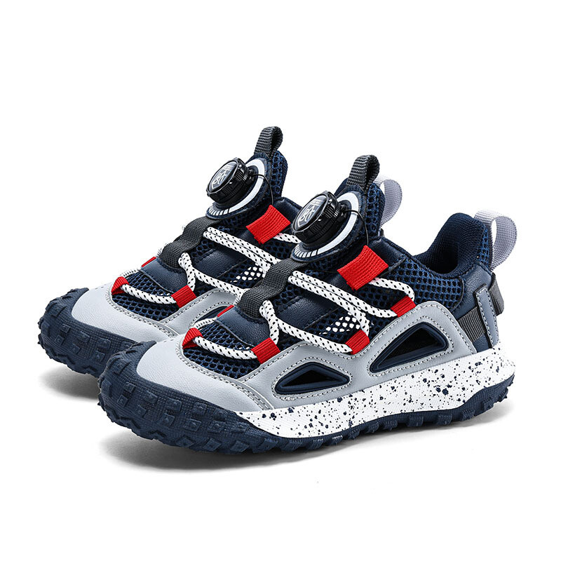 Детски спортни обувки за момчета, обувки с куха катарама, зимен стил 2025, нови леки, дишащи, неплъзгащи се детски спортни обувки