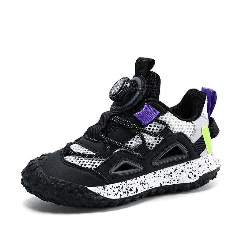 Детски спортни обувки за момчета, обувки с куха катарама, зимен стил 2025, нови леки, дишащи, неплъзгащи се детски спортни обувки