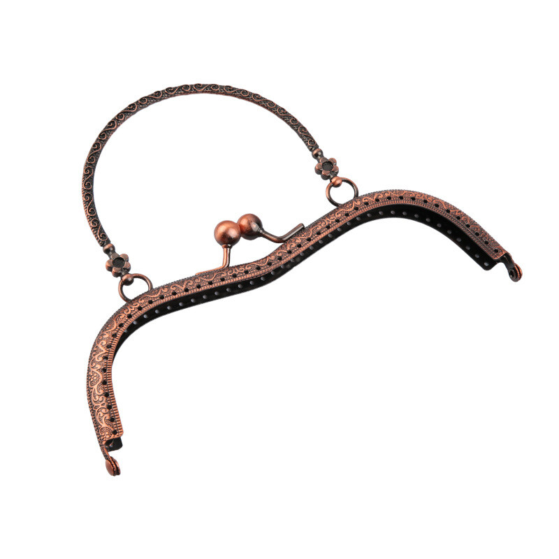 19 cm ilgio penkių spalvų M formos raižyta auksinė rankinės rankena, drakono ir fenikso aksesuarai, nėriniuota rankena su auksine rankena