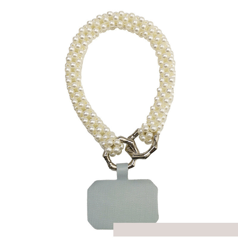 Къса връзка за китка за мобилен телефон, малка, стил Chanel, висок клас, модна висулка с перлена нишка, универсален калъф за мобилен телефон, предпазващ от изгубване за жени