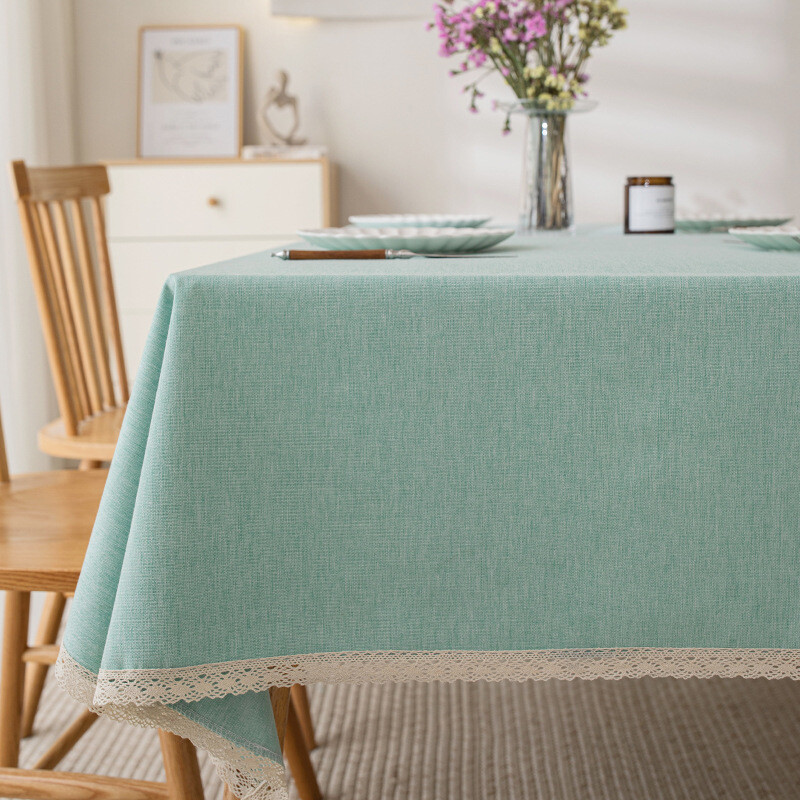 Едноцветна покривка за маса, имитация на памук и лен, водоустойчива и маслоустойчива, без пране, правоъгълна покривка за масичка за кафе, лека луксозна покривка