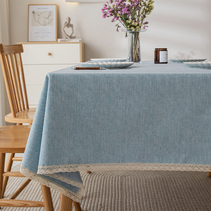 Едноцветна покривка за маса, имитация на памук и лен, водоустойчива и маслоустойчива, без пране, правоъгълна покривка за масичка за кафе, лека луксозна покривка