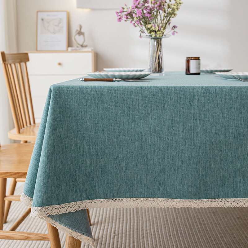 Едноцветна покривка за маса, имитация на памук и лен, водоустойчива и маслоустойчива, без пране, правоъгълна покривка за масичка за кафе, лека луксозна покривка