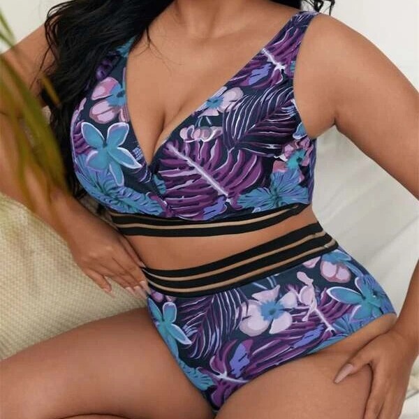 2025 νέοι διασυνοριακοί κατασκευαστές χονδρικής πώλησης σέξι μπικίνι μεγάλου μεγέθους με ψηλή μέση και σπαστό για γυναίκες