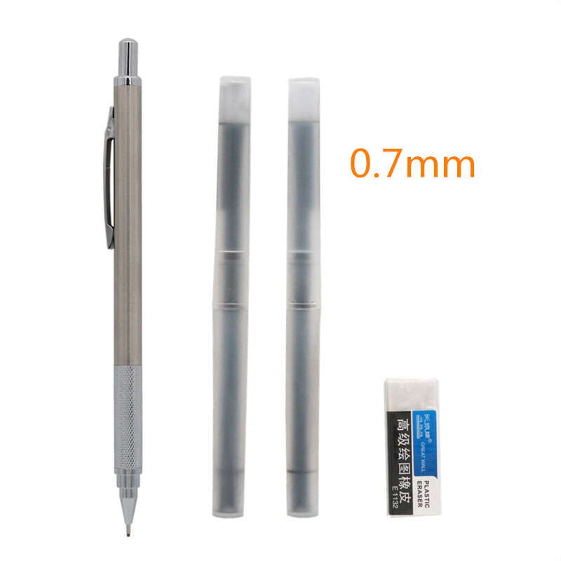 Metallist pliiats 0,5/0,7/0,9/1,3/2,0 mm, täismetallist automaatne pliiats, mehaaniline sissetõmmatav pliiats kirjutamiseks