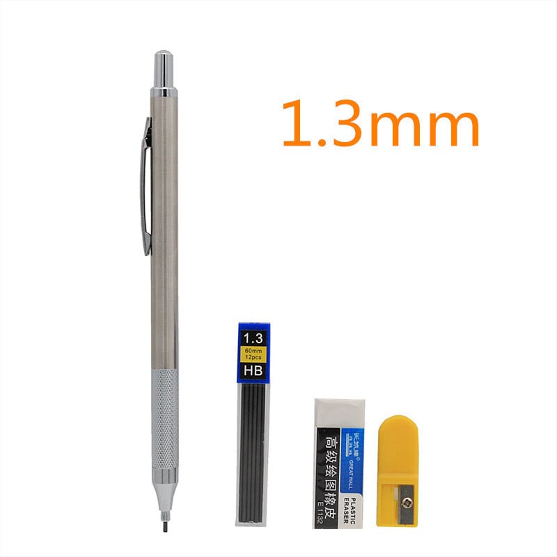 Creion metalic 0,5/0,7/0,9/1,3/2,0 mm, creion automat complet metalic, creion mecanic retractabil pentru scris