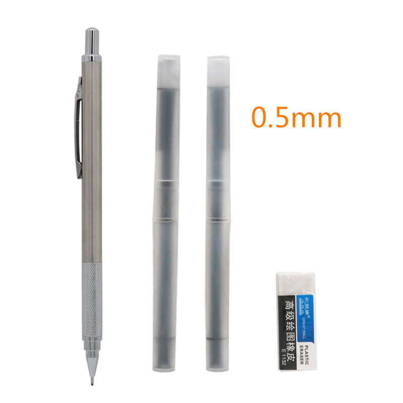 Metallist pliiats 0,5/0,7/0,9/1,3/2,0 mm, täismetallist automaatne pliiats, mehaaniline sissetõmmatav pliiats kirjutamiseks