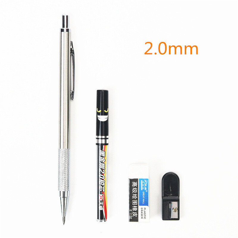 Metallist pliiats 0,5/0,7/0,9/1,3/2,0 mm, täismetallist automaatne pliiats, mehaaniline sissetõmmatav pliiats kirjutamiseks