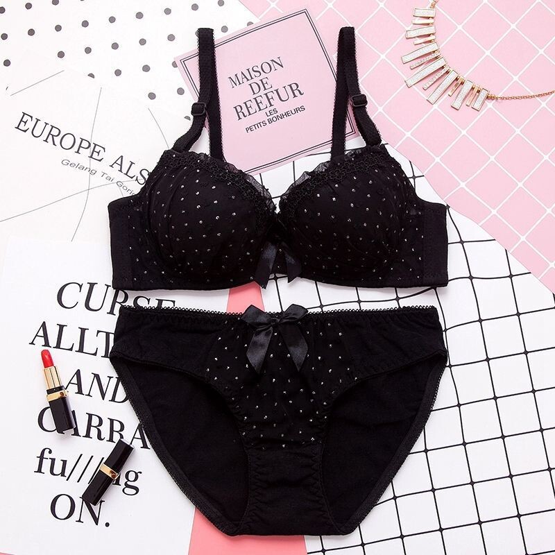 Комплект бельо за момичета от японски стил, тънък, малък сутиен с повдигащ механизъм в корейски стил, за ученици от прогимназията, гимназията и колежани