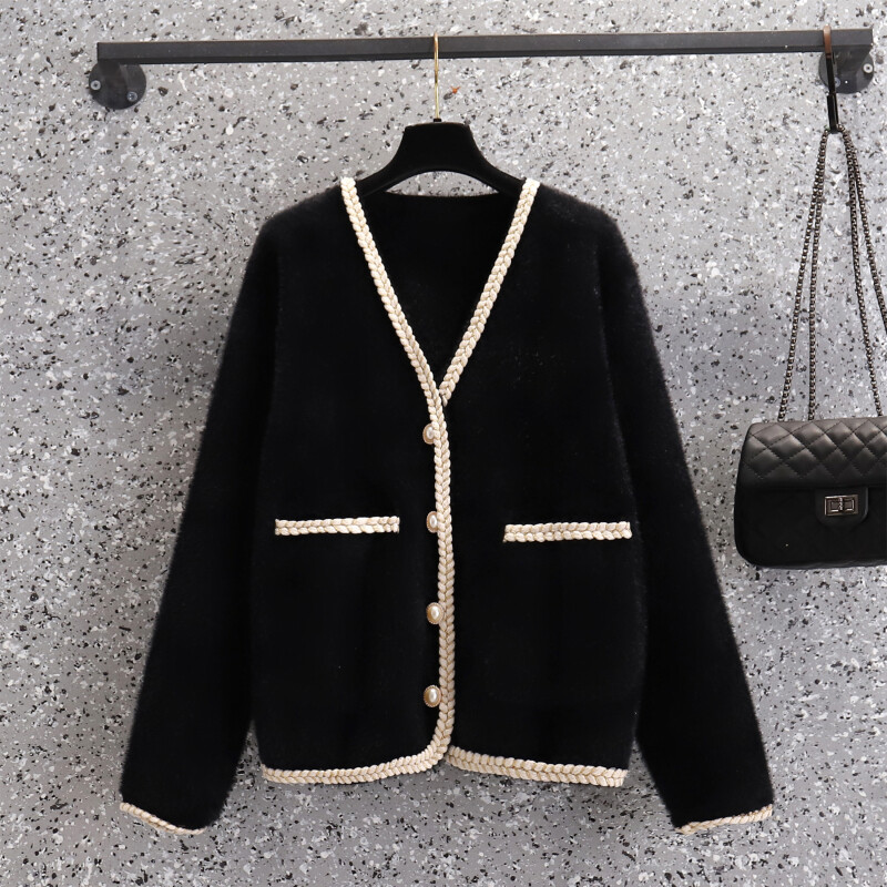 Moteriški didelių dydžių drabužiai 2025 m., stora sesuo MM, pavasaris, nauja mada, temperamentas, amžių mažinantis, tingus megztinis, megztinis