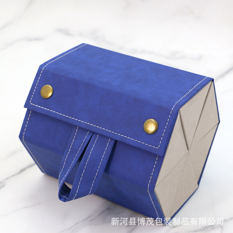 Daudzslāņu saliekama ādas briļļu kaste, sešstūraina saulesbriļļu uzglabāšanas kaste briļļu pakarināšanai