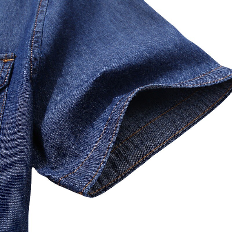 Лятна нова мъжка дънкова риза с къс ръкав, ежедневна, тънка, широка, голям размер, 3106