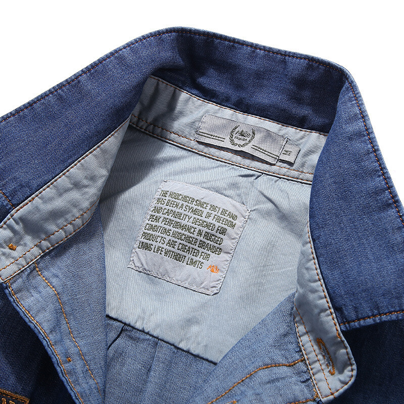 Лятна нова мъжка дънкова риза с къс ръкав, ежедневна, тънка, широка, голям размер, 3106