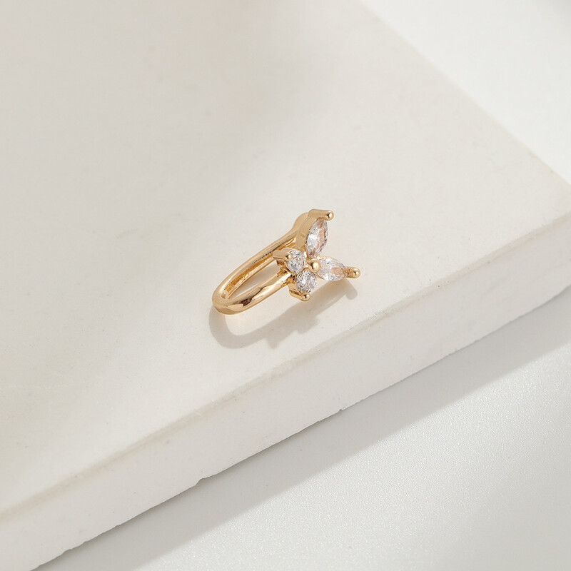 Starpvalstu Eiropas un Amerikas tauriņa formas deguna klipsis, bez pīrsinga, retro stila, ar vara inkrustētu cirkonu, U veida nagu pīrsings sievietēm