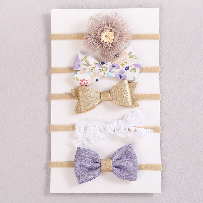 Vanjskotrgovinske europske i američke dječje trake za kosu, set od 5 dijelova, tanka najlonska traka za glavu, vrpca, dječja traka za kosu, dodaci za kosu, prsten za kosu