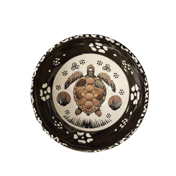 Купичка за ядки, Костенурки, Керамична, Ръчно рисувана, Черно, 8см/диаметър