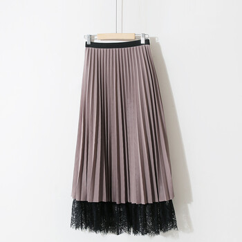 Dvostrana čipkasta, slatka, jednobojna, retro plisirana suknja s visokim strukom, vilinska, srednje duljine, svijetla svilena mrežasta suknja