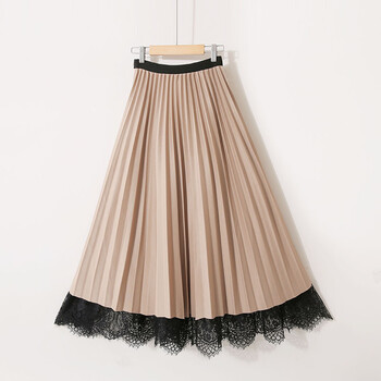 Dvostrana čipkasta, slatka, jednobojna, retro plisirana suknja s visokim strukom, vilinska, srednje duljine, svijetla svilena mrežasta suknja