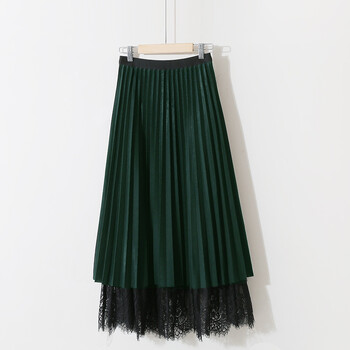 Dvostrana čipkasta, slatka, jednobojna, retro plisirana suknja s visokim strukom, vilinska, srednje duljine, svijetla svilena mrežasta suknja