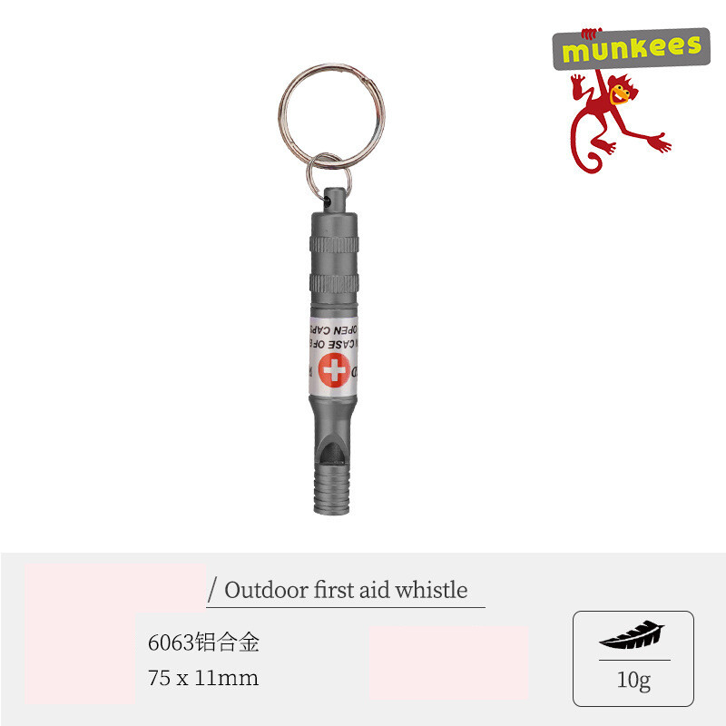 Munkees pirmās palīdzības svilpe izdzīvošanai savvaļā, dzīvību glābjoša izdzīvošanas svilpe brīvā dabā, augstfrekvences savvaļas dzīvnieku svilpe, ūdensizturīga
