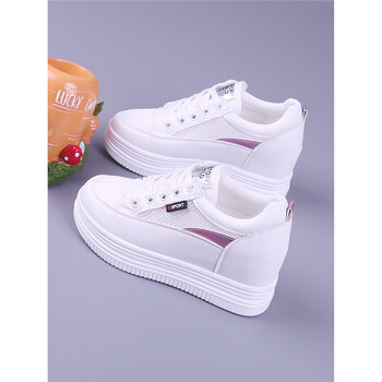 Sieviešu platformas kurpes ar biezu zoli, 2025. gada pavasaris/vasara, jaunas, dobas, elpojošas sieviešu tīklveida kurpes, plānas, baltas ikdienas kurpes sievietēm.