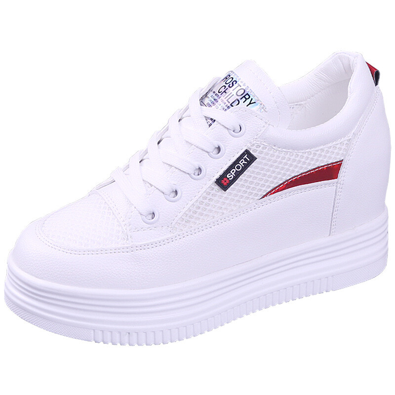 Sieviešu platformas kurpes ar biezu zoli, 2025. gada pavasaris/vasara, jaunas, dobas, elpojošas sieviešu tīklveida kurpes, plānas, baltas ikdienas kurpes sievietēm.