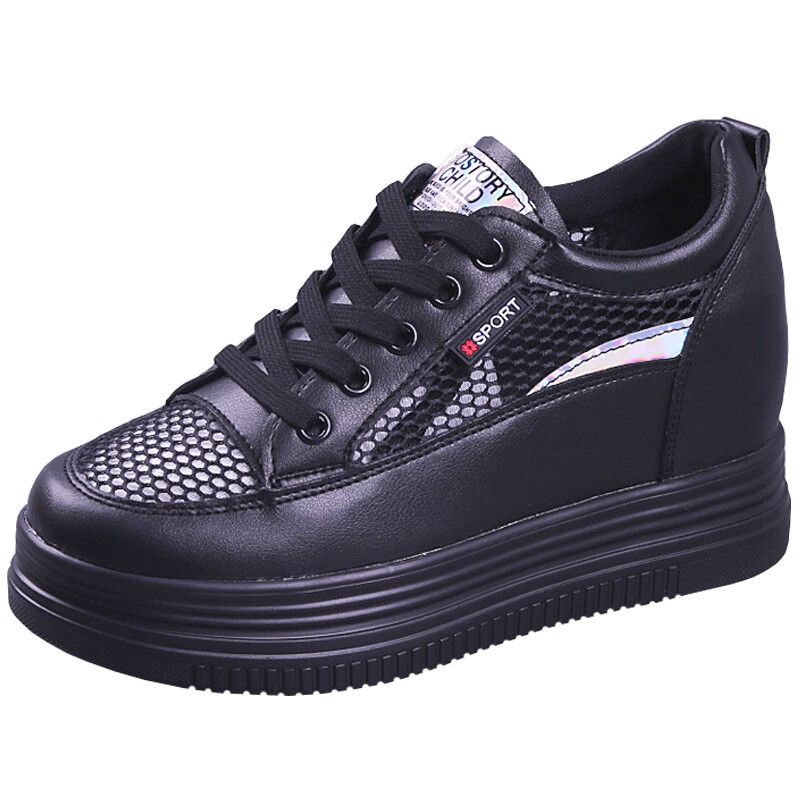 Sieviešu platformas kurpes ar biezu zoli, 2025. gada pavasaris/vasara, jaunas, dobas, elpojošas sieviešu tīklveida kurpes, plānas, baltas ikdienas kurpes sievietēm.