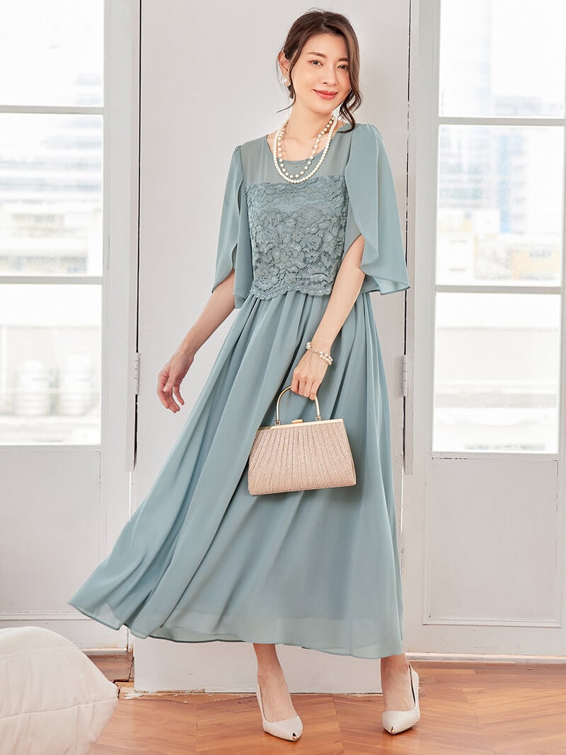 Rochie nouă pentru femei din șifon cu dantelă și talie înaltă, Cuiying, Cuiying, rochie lungă elegantă cu mâneci volante 88336