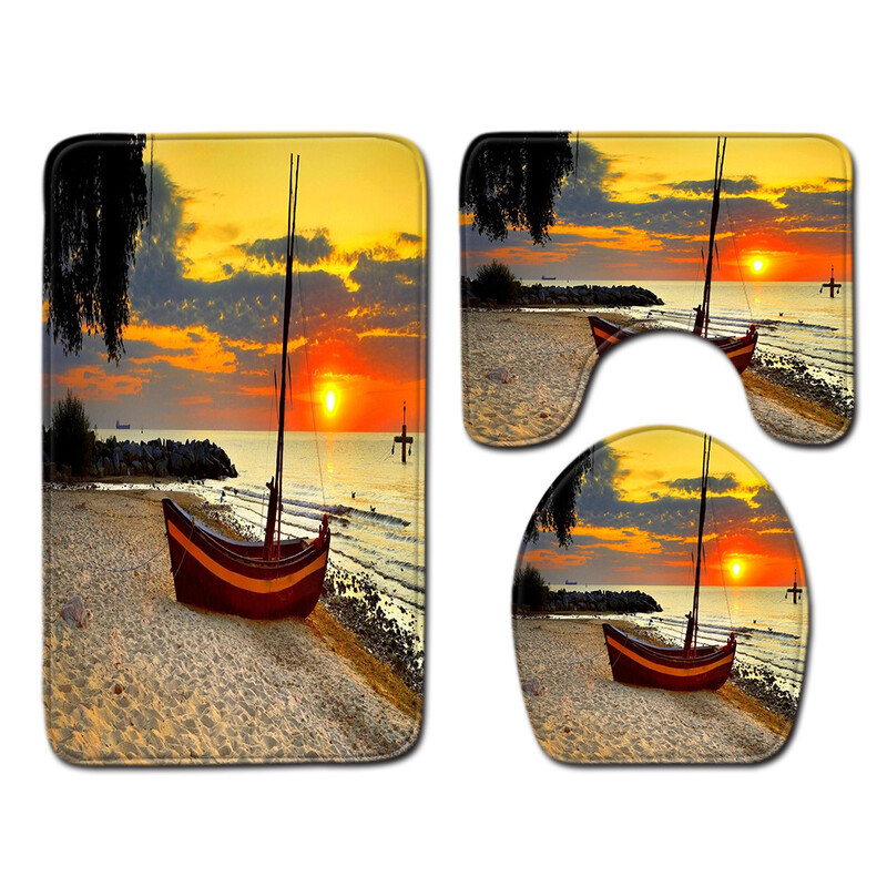 Trijų dalių vonios kambario komplektas, vonios kilimėlis, tualeto kilimėlių komplektas, durų kilimėlis, neslystantis vonios kambario kilimėlis