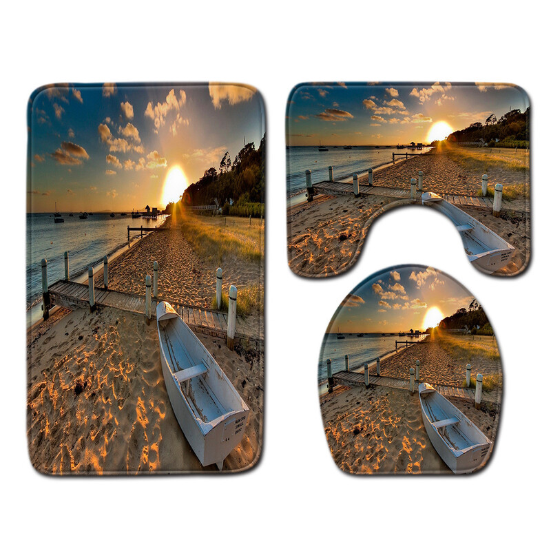 Trijų dalių vonios kambario komplektas, vonios kilimėlis, tualeto kilimėlių komplektas, durų kilimėlis, neslystantis vonios kambario kilimėlis