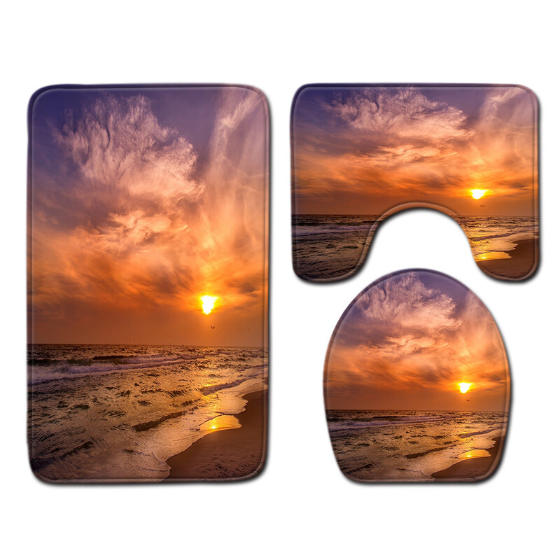 Trijų dalių vonios kambario komplektas, vonios kilimėlis, tualeto kilimėlių komplektas, durų kilimėlis, neslystantis vonios kambario kilimėlis