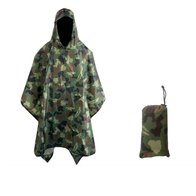 Užsienio prekybos daugiafunkcis trijų viename lietpaltis žygiams, stovyklavimui, vientisas nešiojamas PU lietpaltis