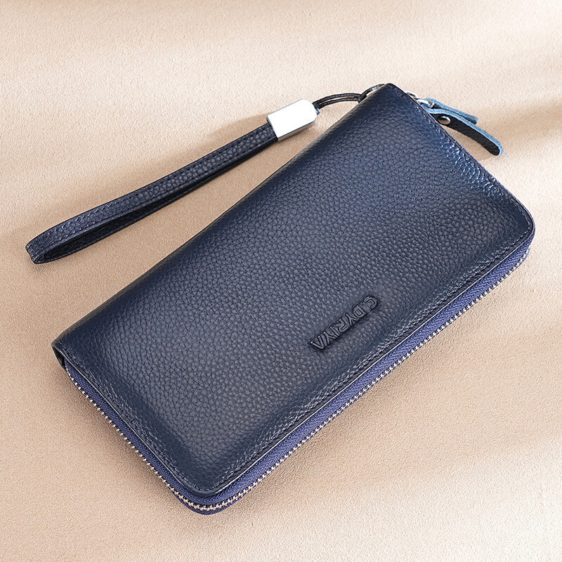 Novi muški novčanik s patentnim zatvaračem od prave kože, dugi, velikog kapaciteta, izrađen od teleće kože.