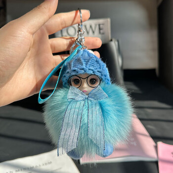 Χονδρική κούκλα αυτοκινήτου με γούνα αλεπούς μπρελόκ κρεμαστό κόσμημα κορίτσι χαριτωμένο βελούδινο μπάλα σχολική τσάντα κρεμαστό αξεσουάρ