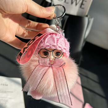 Χονδρική κούκλα αυτοκινήτου με γούνα αλεπούς μπρελόκ κρεμαστό κόσμημα κορίτσι χαριτωμένο βελούδινο μπάλα σχολική τσάντα κρεμαστό αξεσουάρ