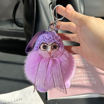 Χονδρική κούκλα αυτοκινήτου με γούνα αλεπούς μπρελόκ κρεμαστό κόσμημα κορίτσι χαριτωμένο βελούδινο μπάλα σχολική τσάντα κρεμαστό αξεσουάρ