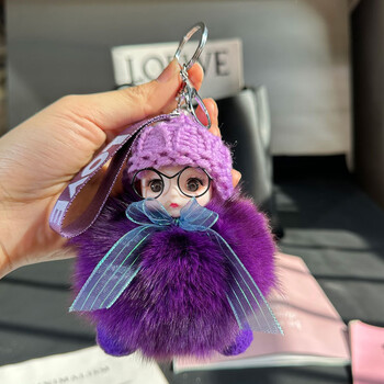 Χονδρική κούκλα αυτοκινήτου με γούνα αλεπούς μπρελόκ κρεμαστό κόσμημα κορίτσι χαριτωμένο βελούδινο μπάλα σχολική τσάντα κρεμαστό αξεσουάρ