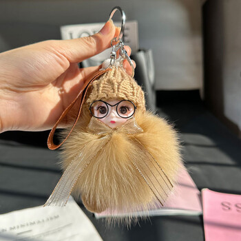 Χονδρική κούκλα αυτοκινήτου με γούνα αλεπούς μπρελόκ κρεμαστό κόσμημα κορίτσι χαριτωμένο βελούδινο μπάλα σχολική τσάντα κρεμαστό αξεσουάρ