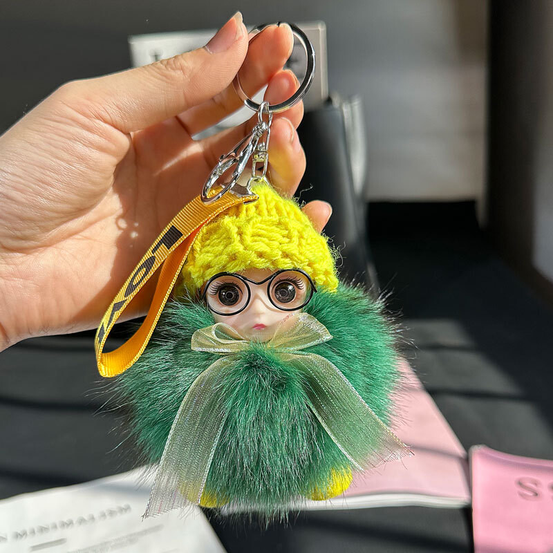 Χονδρική κούκλα αυτοκινήτου με γούνα αλεπούς μπρελόκ κρεμαστό κόσμημα κορίτσι χαριτωμένο βελούδινο μπάλα σχολική τσάντα κρεμαστό αξεσουάρ