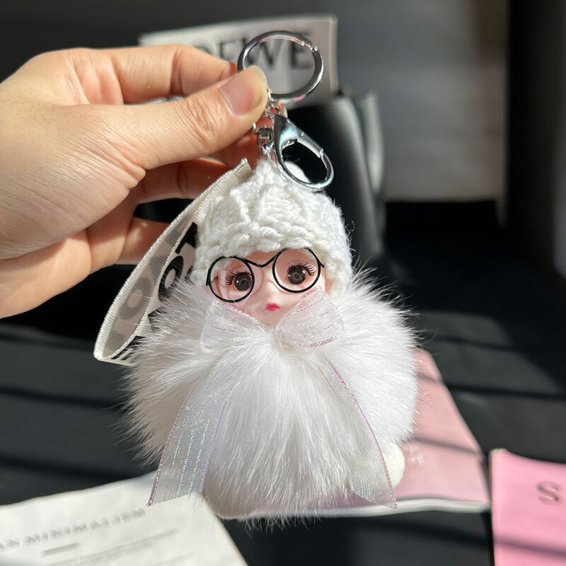 Χονδρική κούκλα αυτοκινήτου με γούνα αλεπούς μπρελόκ κρεμαστό κόσμημα κορίτσι χαριτωμένο βελούδινο μπάλα σχολική τσάντα κρεμαστό αξεσουάρ