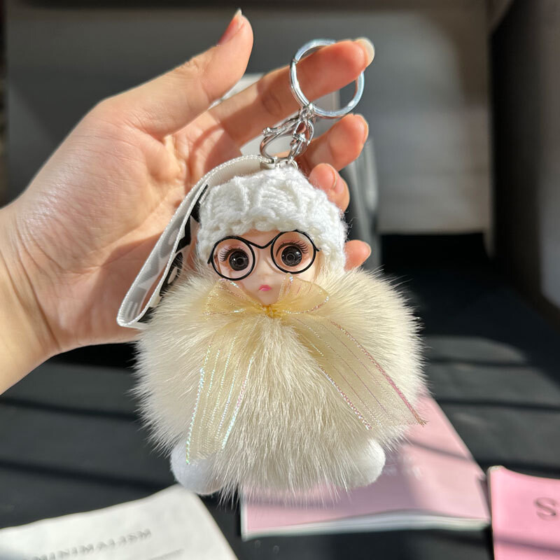 Χονδρική κούκλα αυτοκινήτου με γούνα αλεπούς μπρελόκ κρεμαστό κόσμημα κορίτσι χαριτωμένο βελούδινο μπάλα σχολική τσάντα κρεμαστό αξεσουάρ