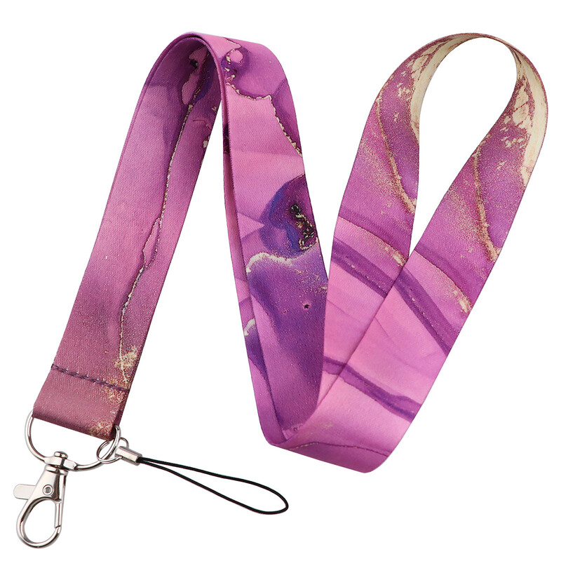 Textură de marmură, accesoriu pentru telefon mobil, imprimare față-verso, poliester, șnur pentru carduri de identitate de birou, frânghie lungă de agățat