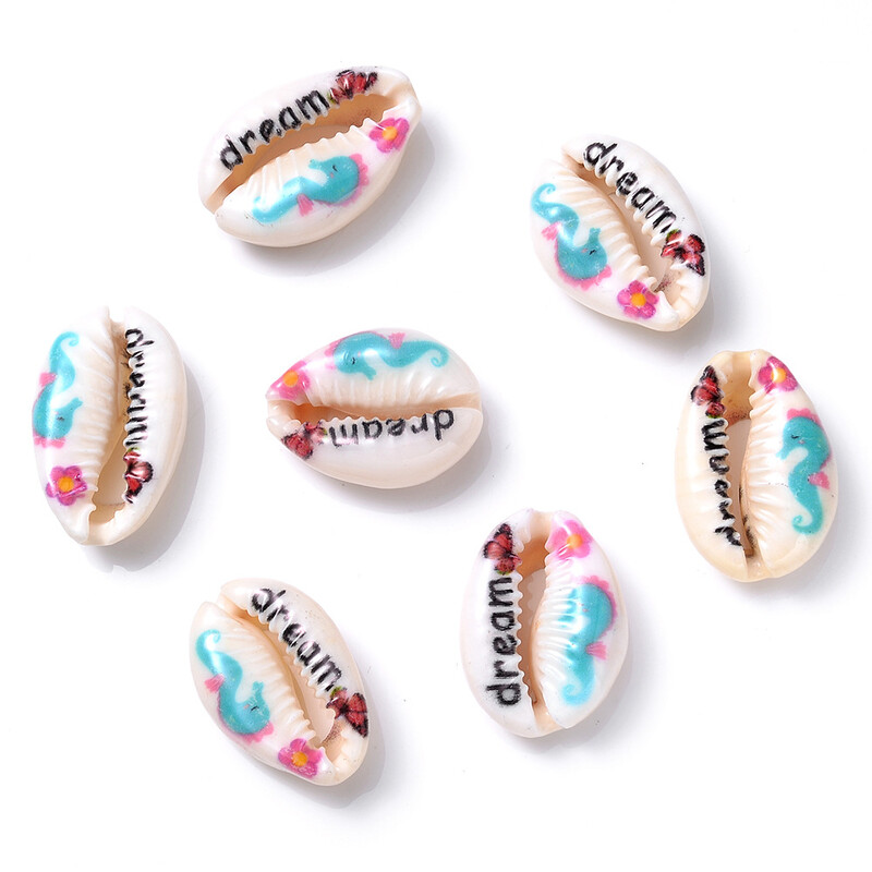 Трансгранични горещо продавани многостилни и многоцветни аксесоари за бижута „Направи си сам“ с цветен принт на естествена черупка с кактус, морска звезда