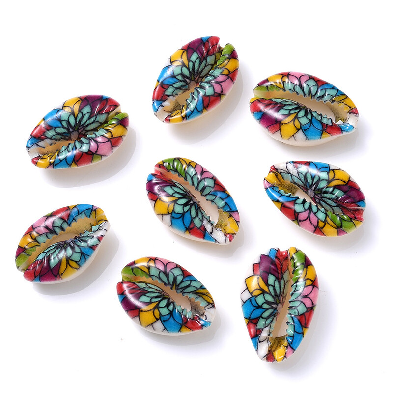 Трансгранични горещо продавани многостилни и многоцветни аксесоари за бижута „Направи си сам“ с цветен принт на естествена черупка с кактус, морска звезда