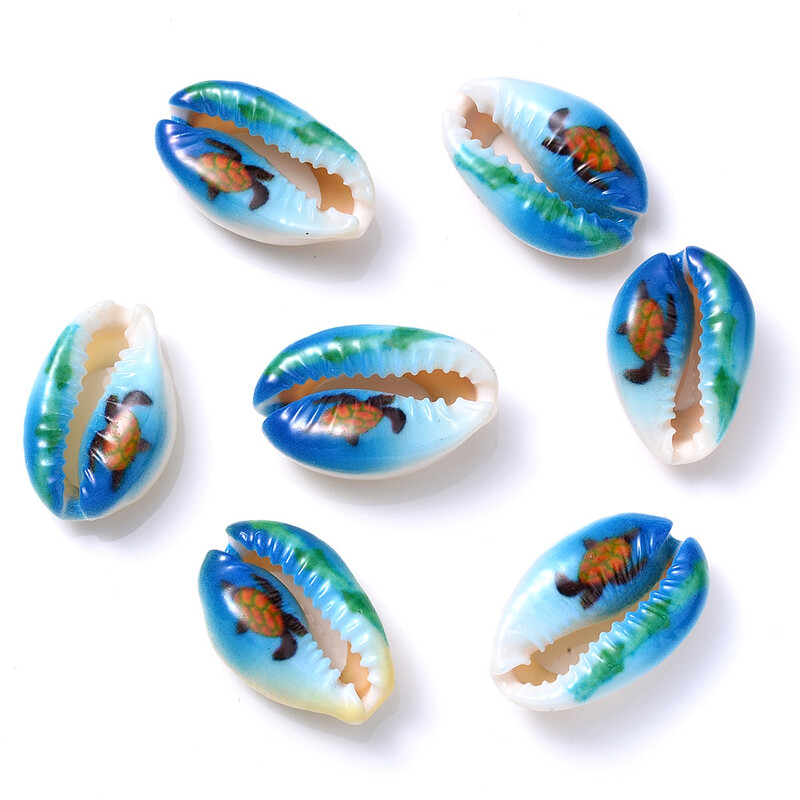 Трансгранични горещо продавани многостилни и многоцветни аксесоари за бижута „Направи си сам“ с цветен принт на естествена черупка с кактус, морска звезда